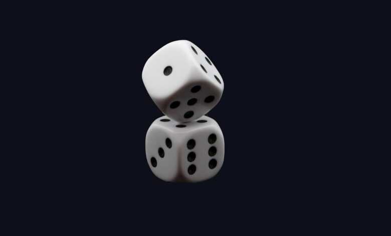 balance, dice, black and white