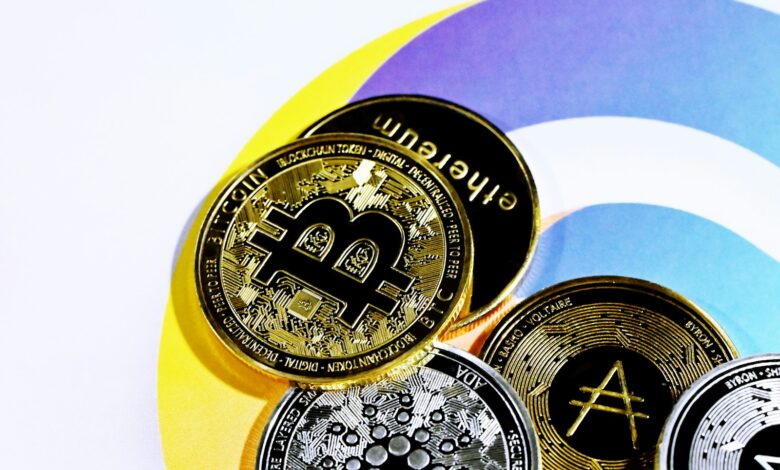 a pile of bitcoins sitting on top of each other