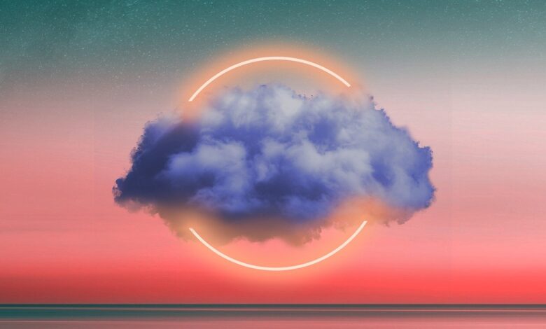 cloud, night sky, stars, ocean, reflection, neon light, circle, nature, water, sky